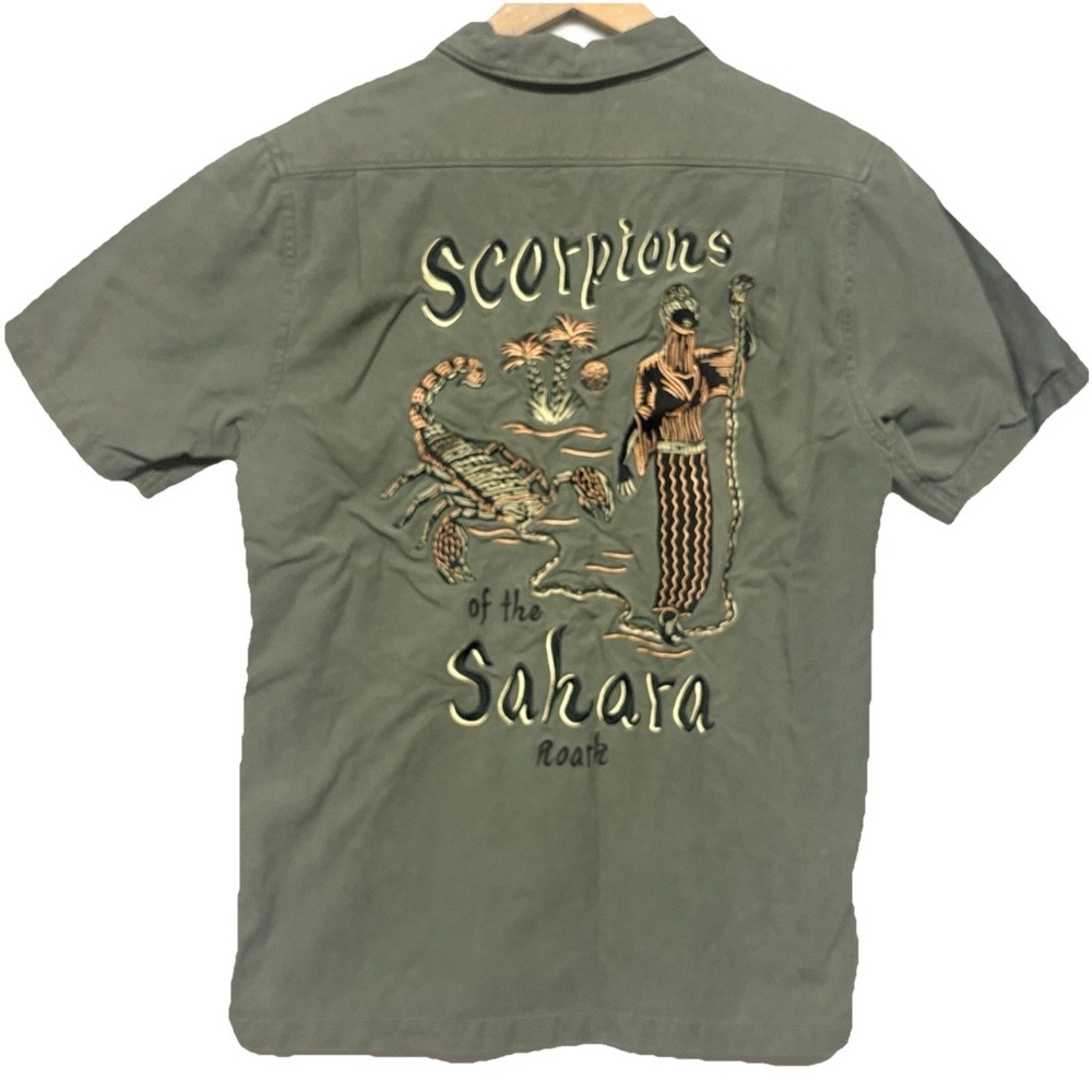 Roark‎ Shirt Men's Green Embroidered Scorpions Of Sahara Utility Camp Size XS